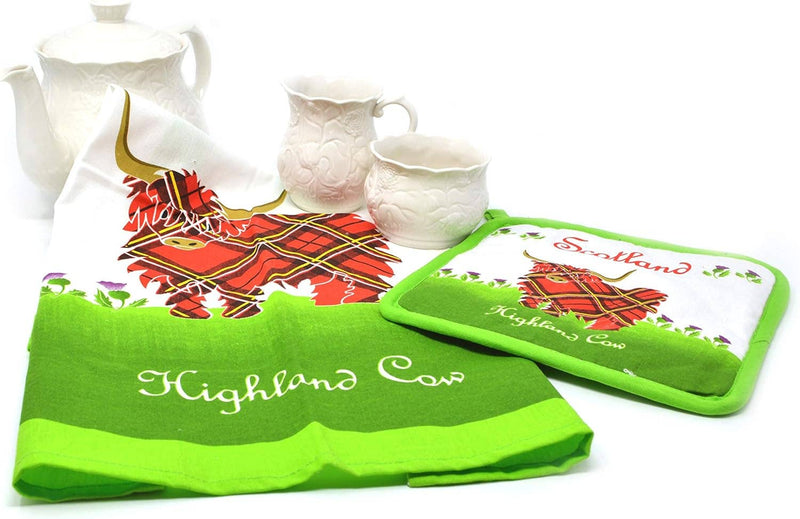 Highland Cow Tea Towel & Pot Holder Set