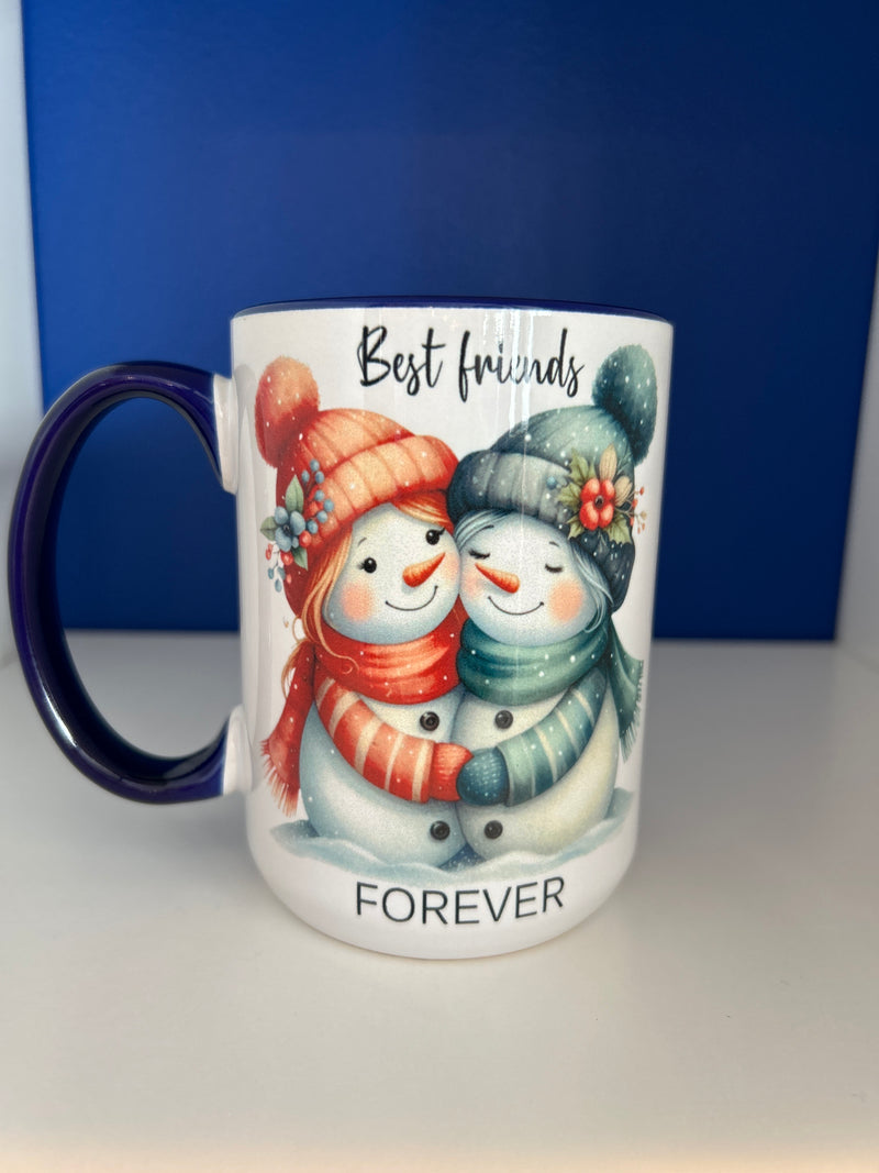 Mug 15oz. Custom Made Best Friends Forever Dark Blue inner and handle.