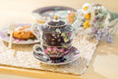 Tea For One Set - Peacock Lotus Garden Plum Fine Porcelain