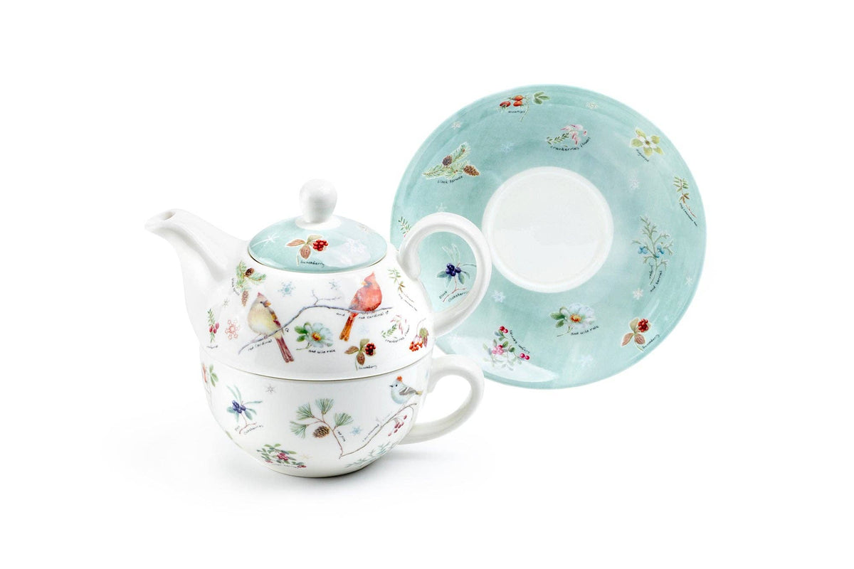Tea For One Set - Winter Cardinals Fine Porcelain