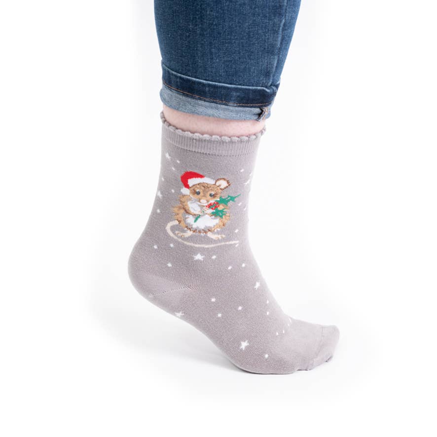 Mouse Christmas Sock - Christmouse - GREY