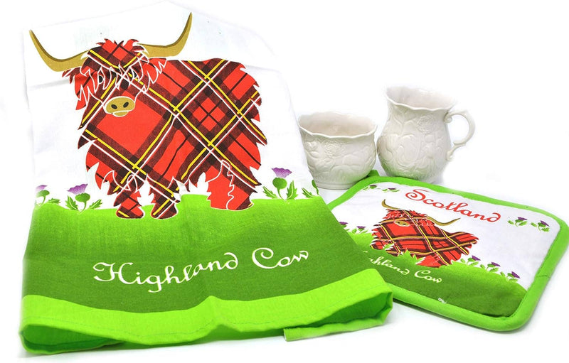 Highland Cow Tea Towel & Pot Holder Set
