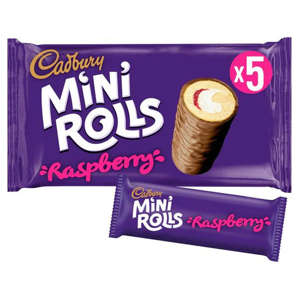 Cadbury Raspberry Mini Rolls 5pk 142g