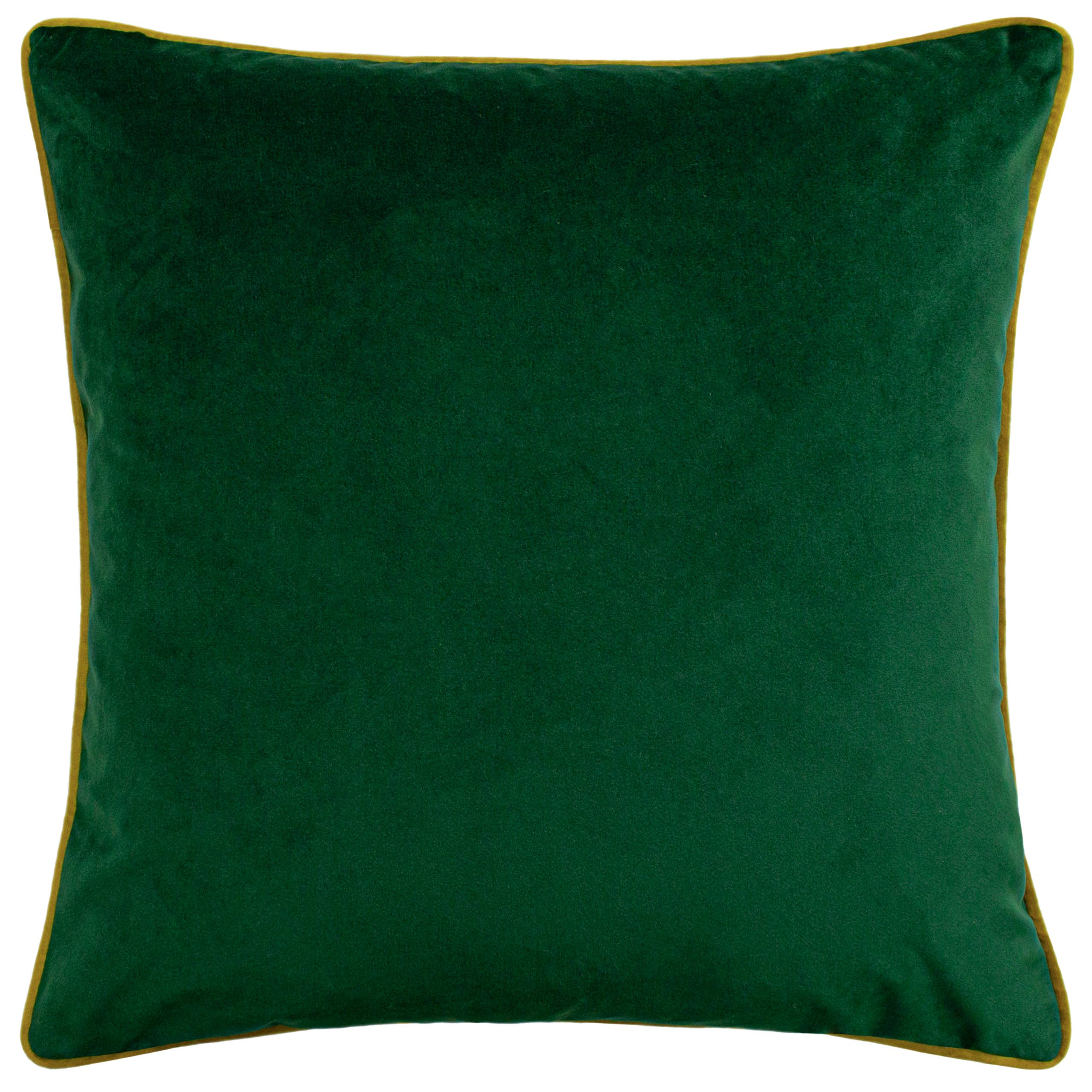 Cushion Cover only - Forest Fauna Stag Velvet Piped Cushion Emerald/Gold: 19.6 x 19.6"