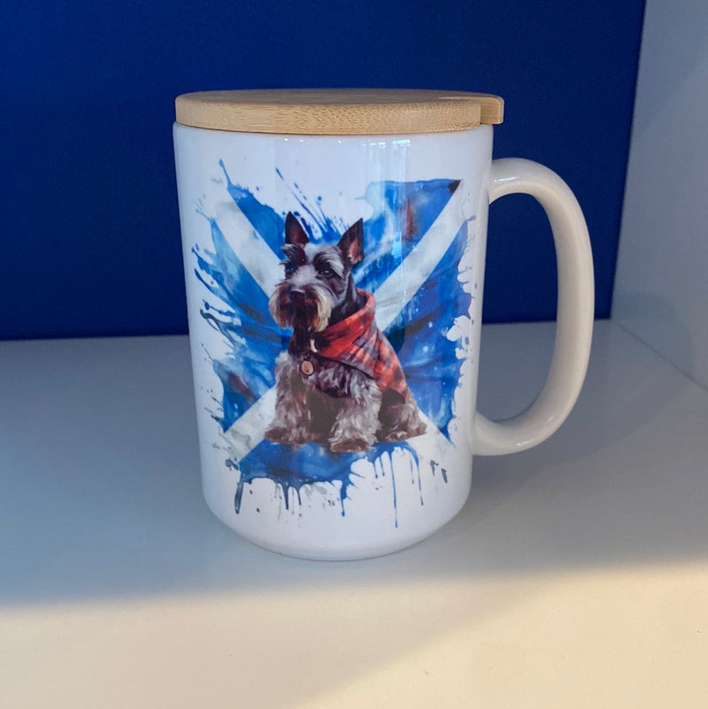 Mug 15oz. Custom Made Scottish Flag Mug with Scotty Dog.