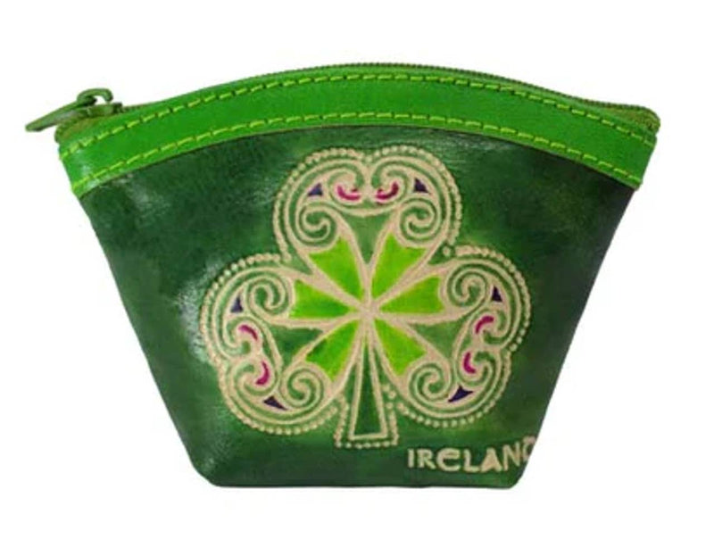 Coin Purse - Leather Shamrock Size 4.3"