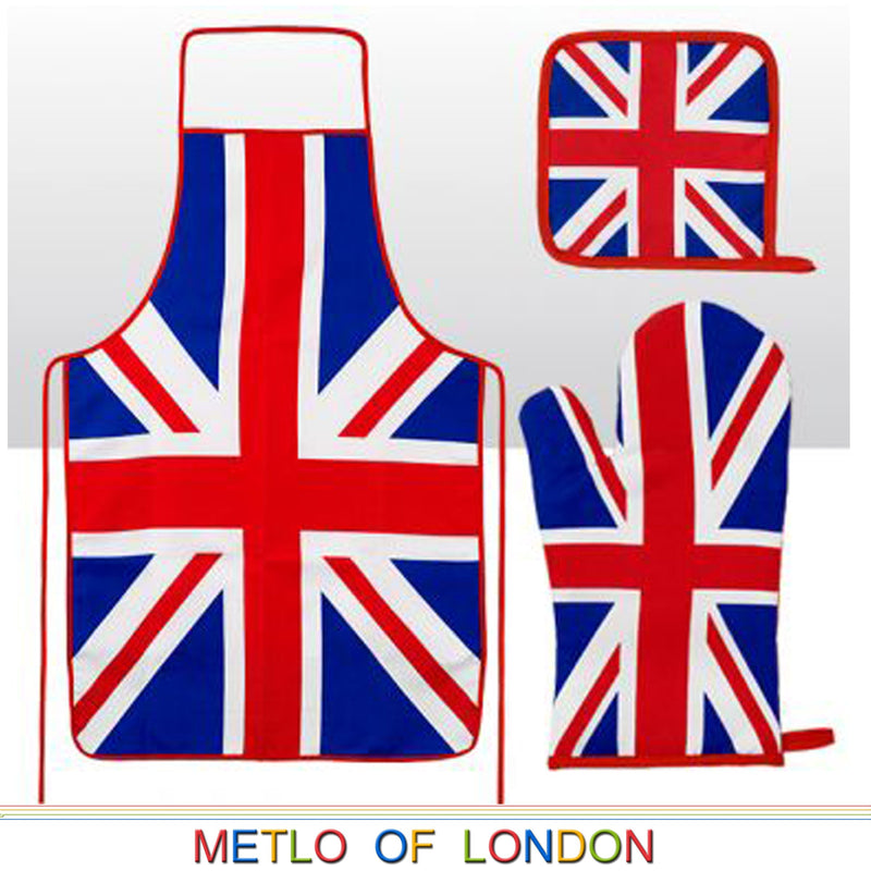 Union Jack Oven Mitt, Pot Holder & Apron Set