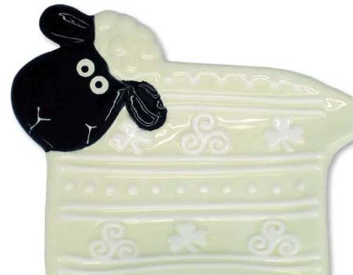 Teabag Holder Hand Painted Ceramic Wooly