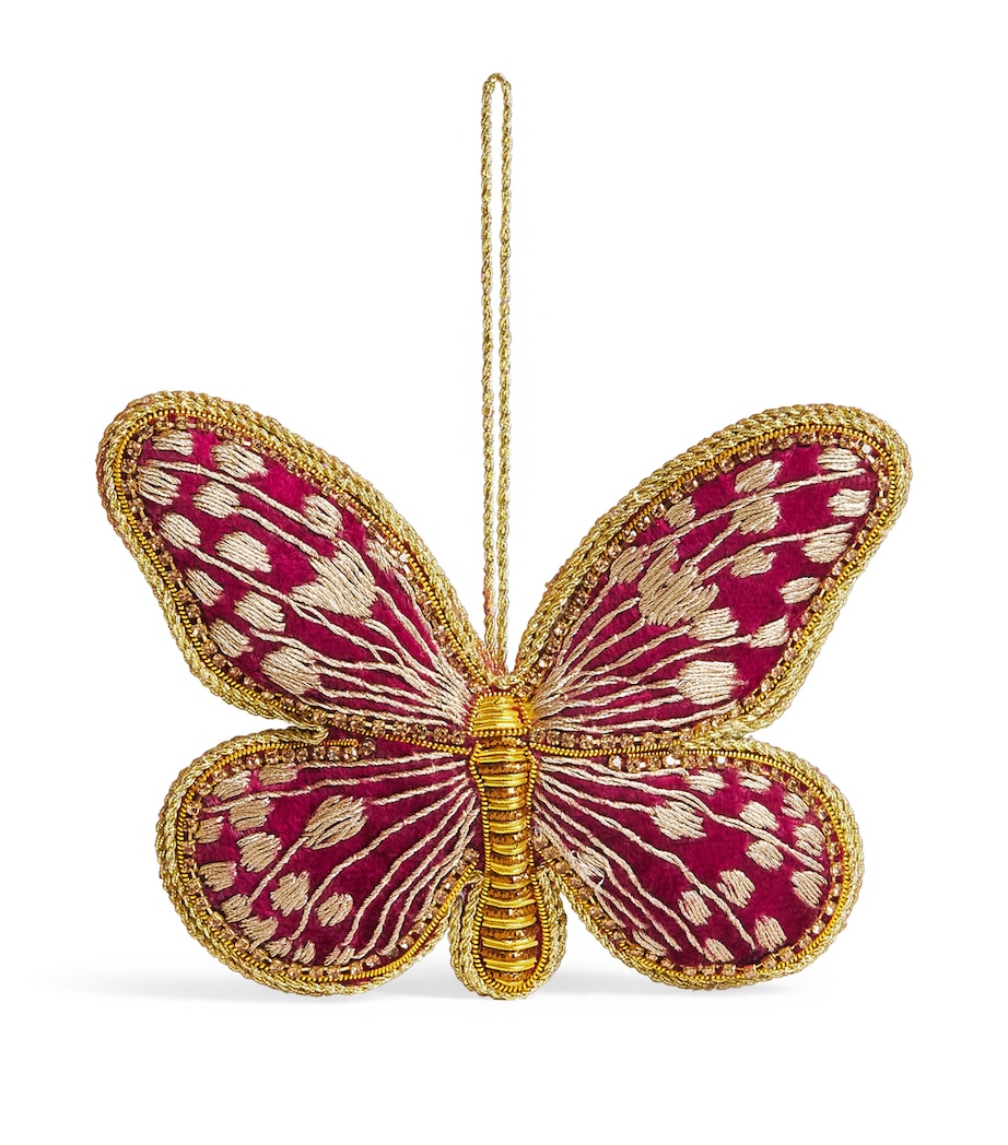 #88 Tinker Tailor Wine and Gold Crystal Butterfly Ornament