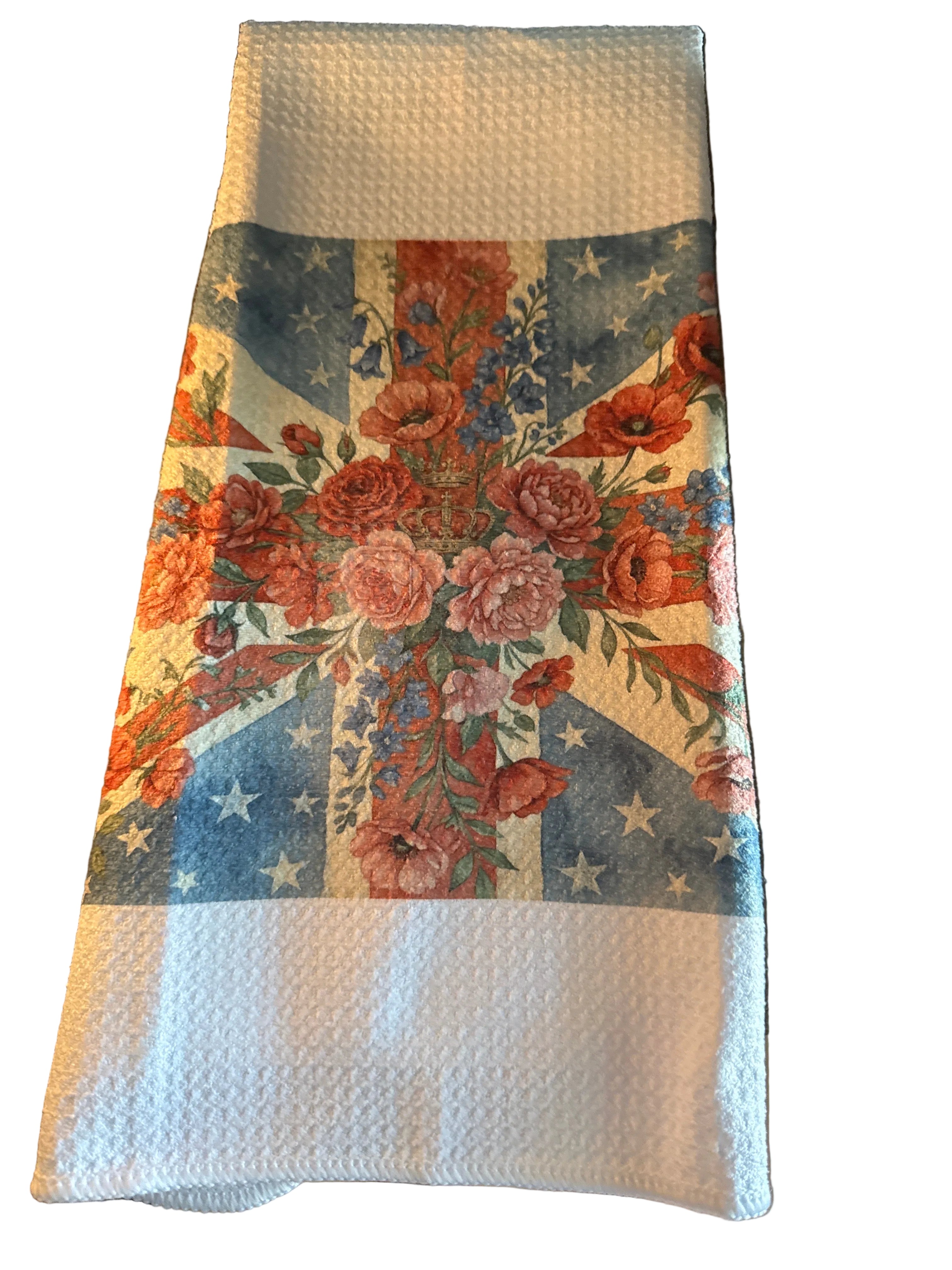 Tea Towel Handmade Design - Floral Union Jack 15" x 27"