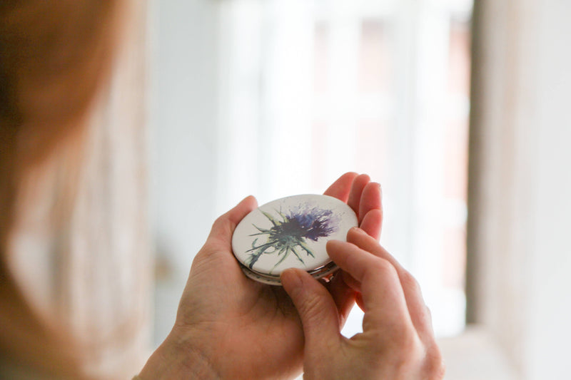 Compact Mirror - Thistle Design Watercolour