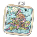 Potholder - 1880 Map Of England and Wales Size 8x8"