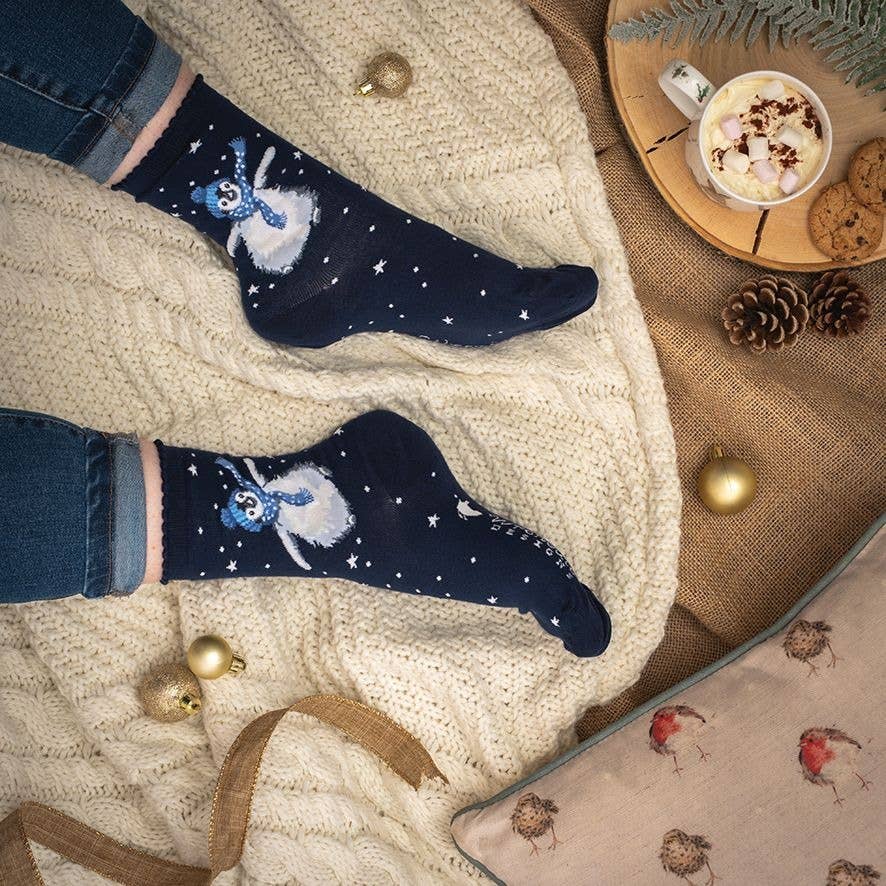 Penguin Christmas Sock - Winter Wonderland - Navy