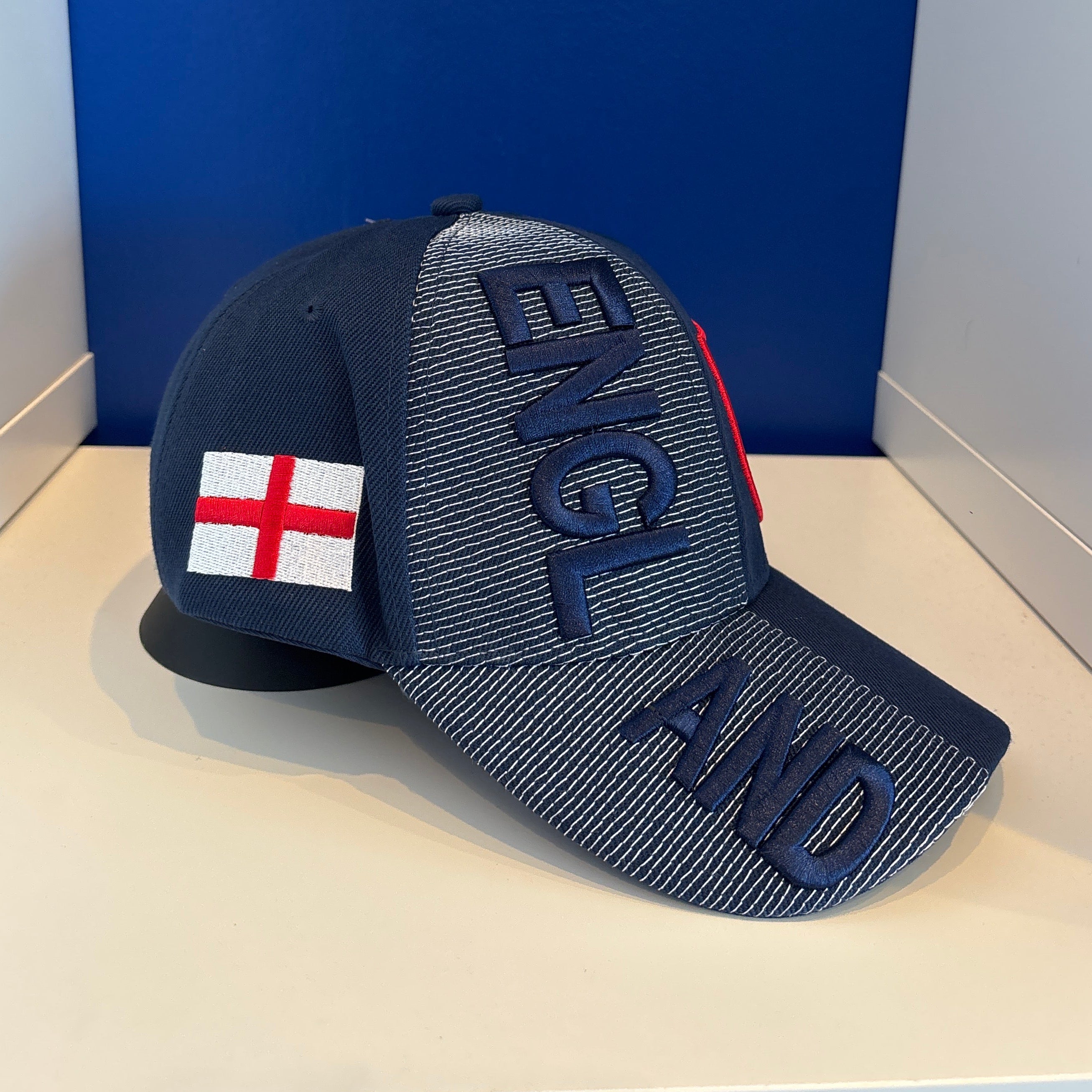 Hat - 3D England Navy with Flag and Emblem with Adjustable Velcro Strap