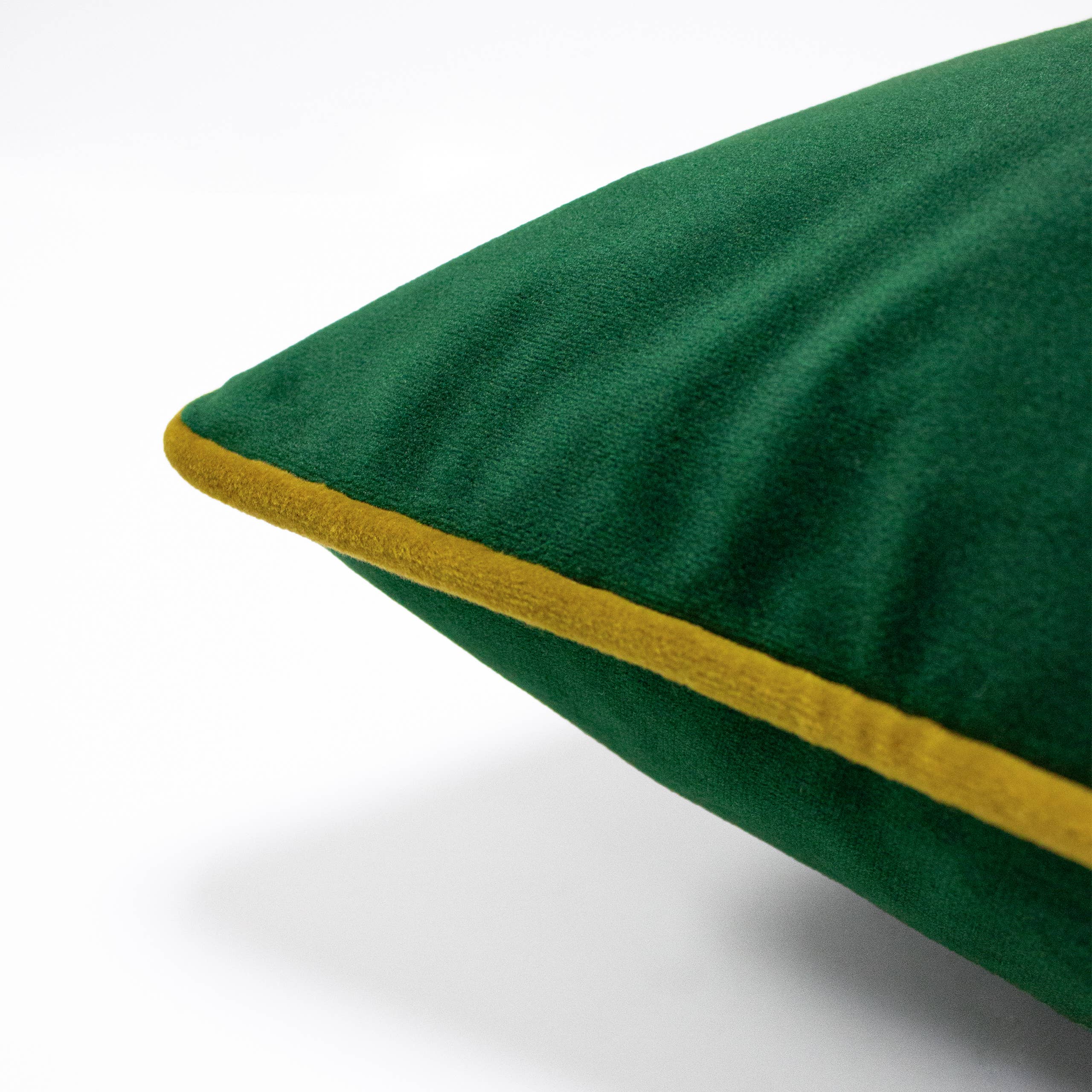 Cushion Cover only - Forest Fauna Stag Velvet Piped Cushion Emerald/Gold: 19.6 x 19.6"