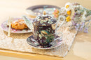Tea For One Set - Peacock Lotus Garden Plum Fine Porcelain