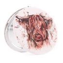 Compact Mirror - Highland Cow Animal Design Watercolour