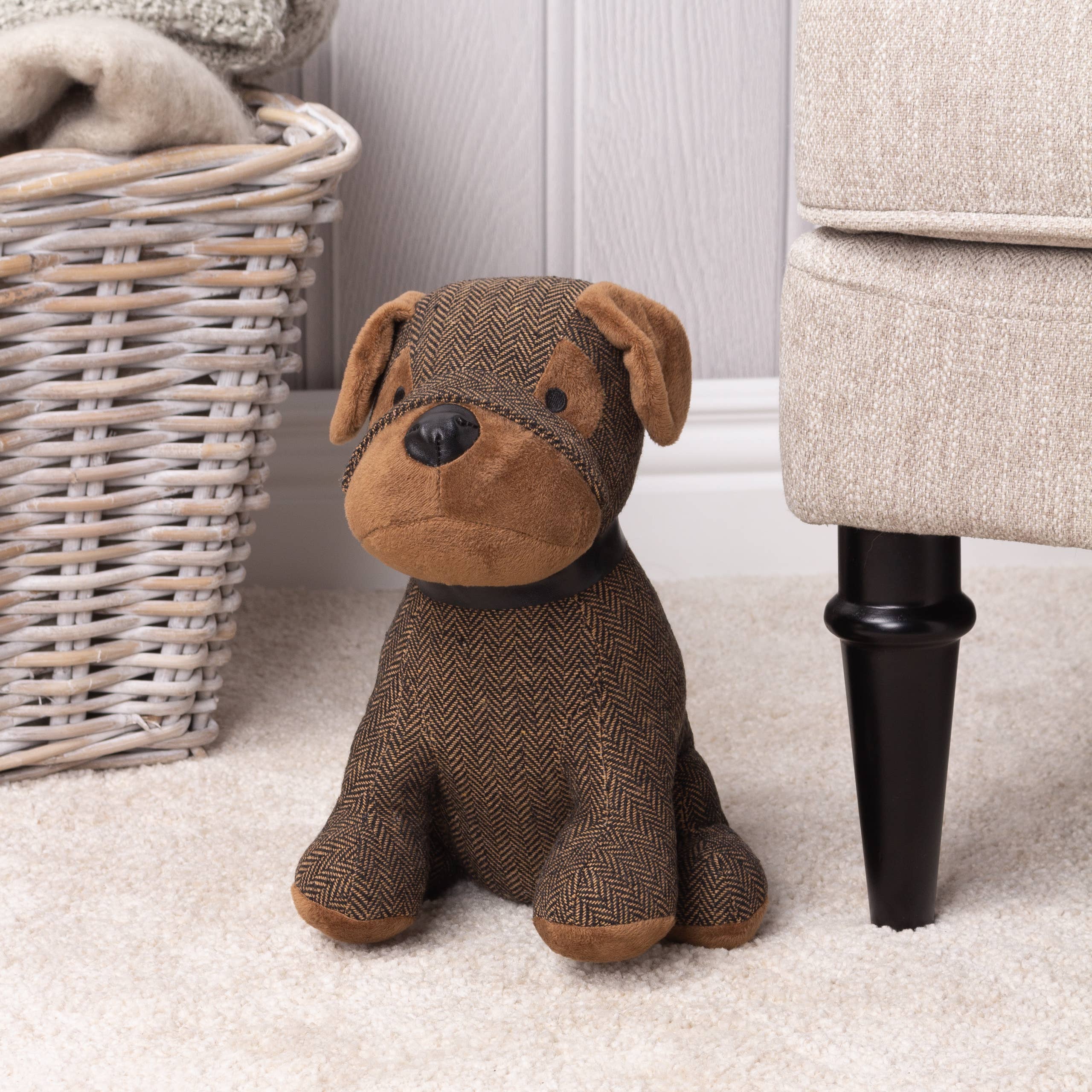 Door Stop - Boston Herringbone Brown (10" x 7" approx)