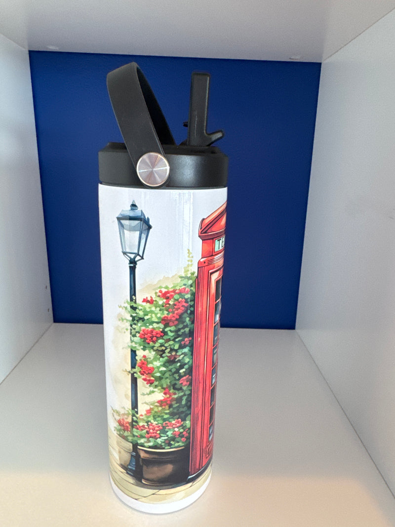 Tumbler 20 oz - Custom Made Telephone with 2 Lamp & Flowers with Swivel Handle & Straw