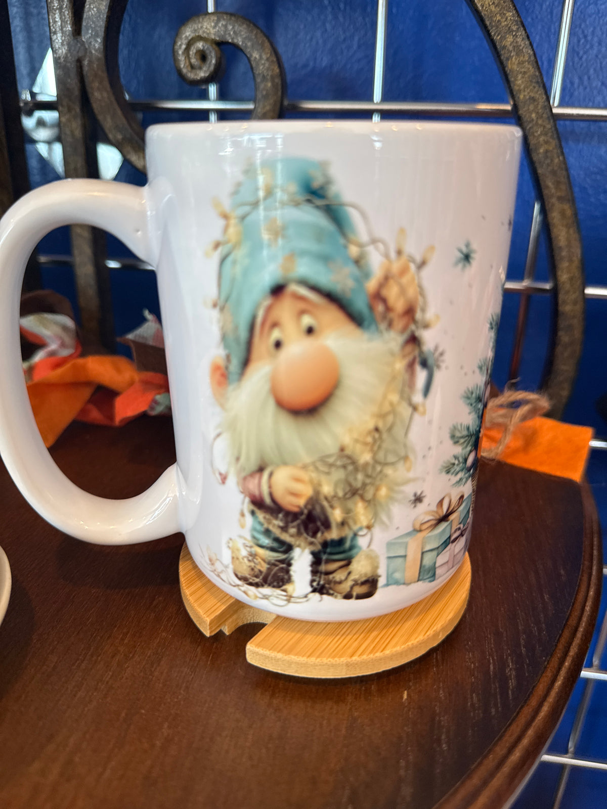 Mug 15oz. Handmade Design Gnome with Christmas Lights and Tree