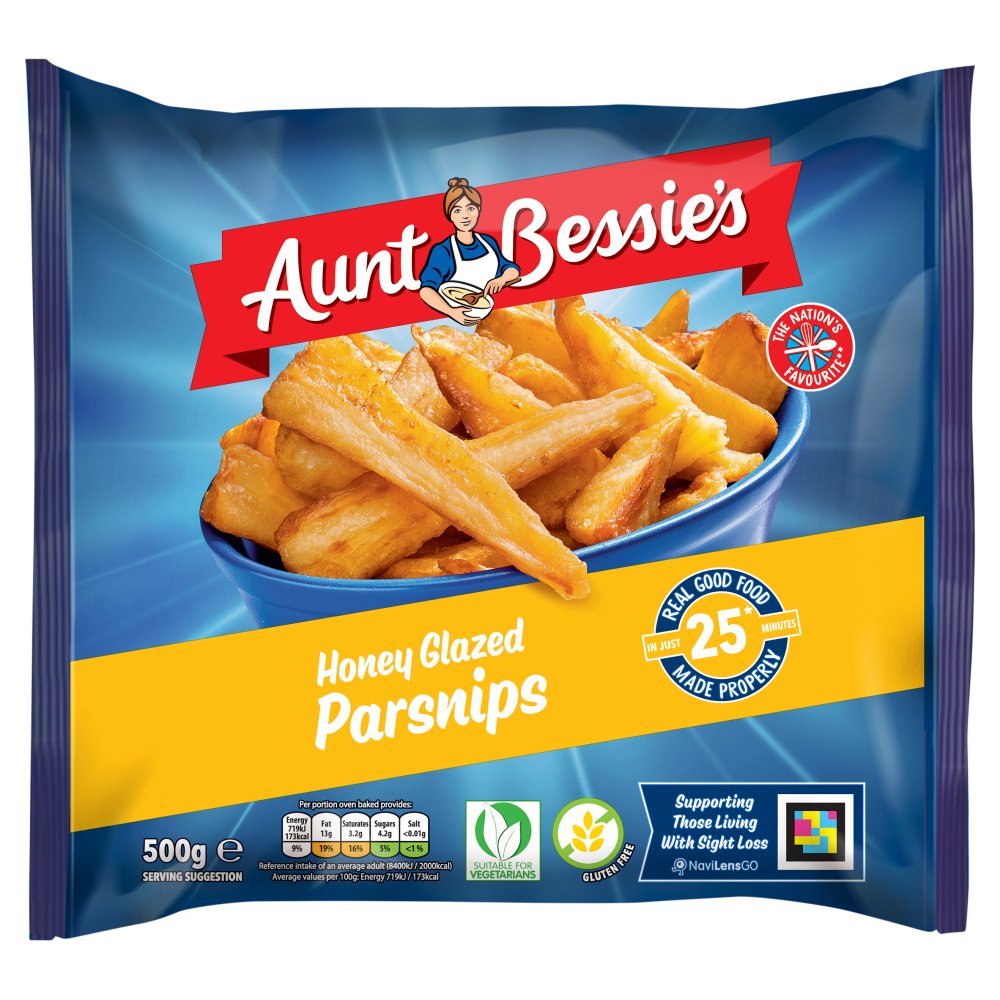 Aunt Bessie's Honey Roast Parsnips 500g (1 lb Ship Weight)