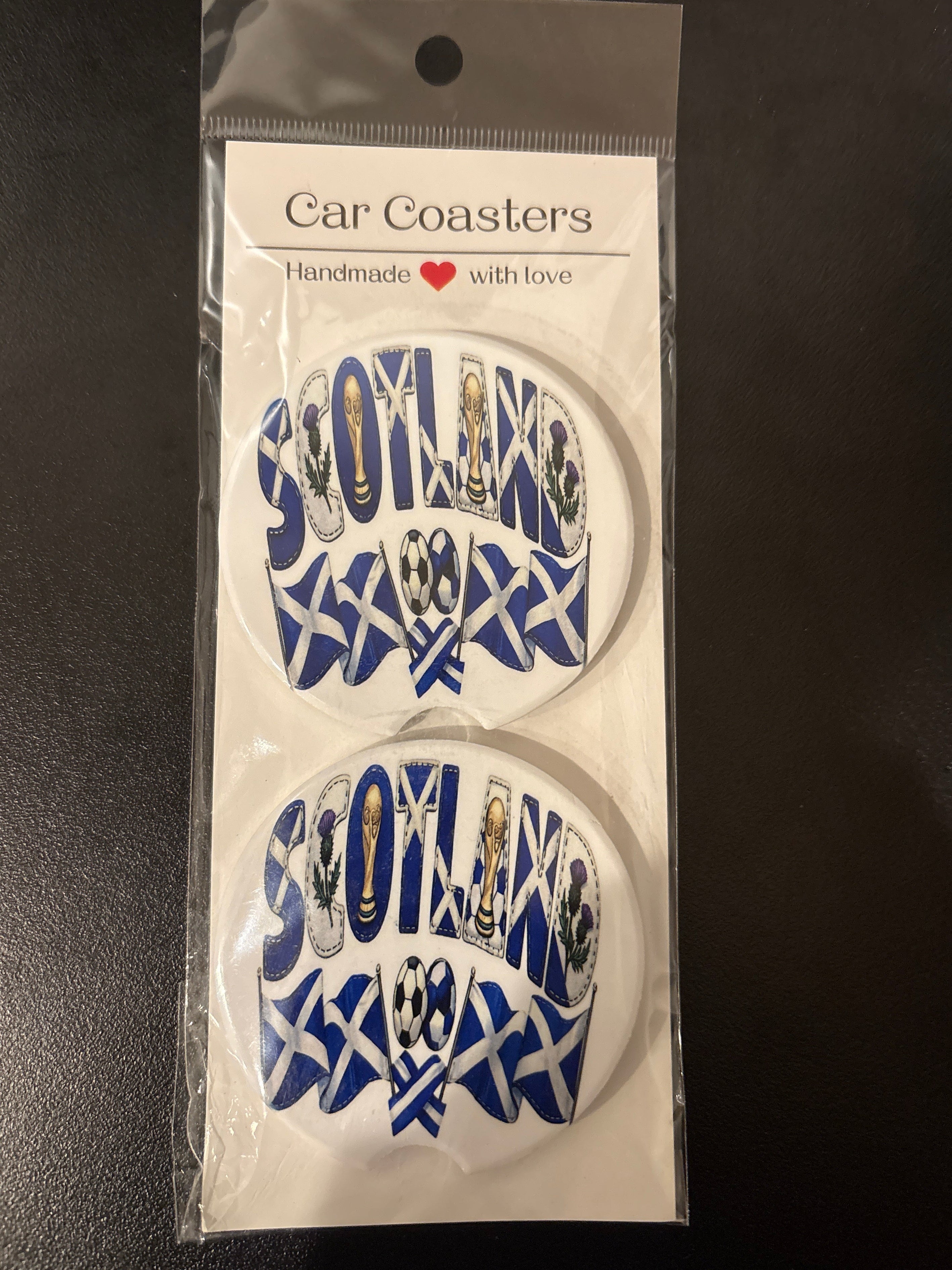 Car Coaster Handmade - Scotland Football - Ceramic, Set of 2