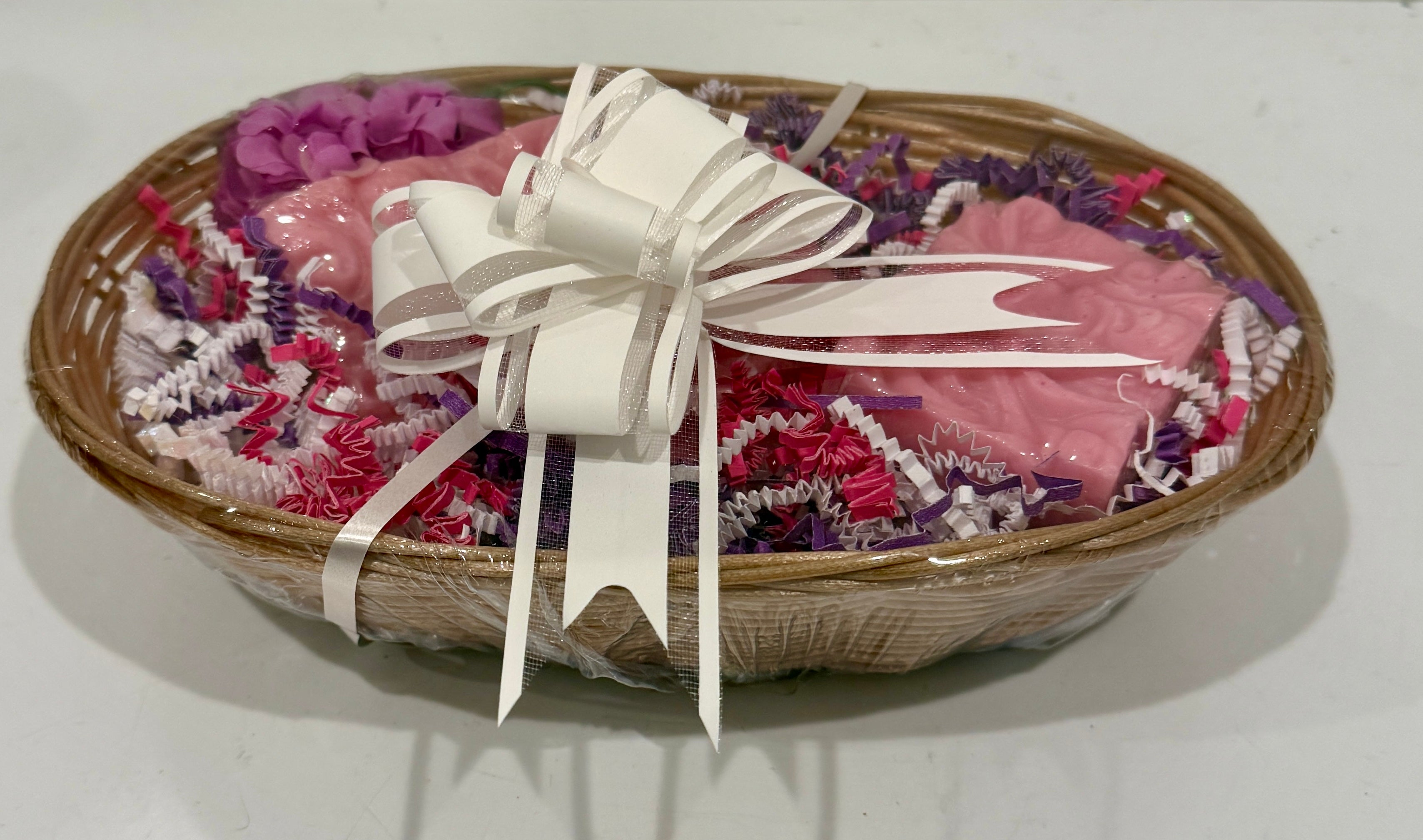 Gift Soap Basket - Lynn-Marie Organics Homemade Rhubarb Fragrance