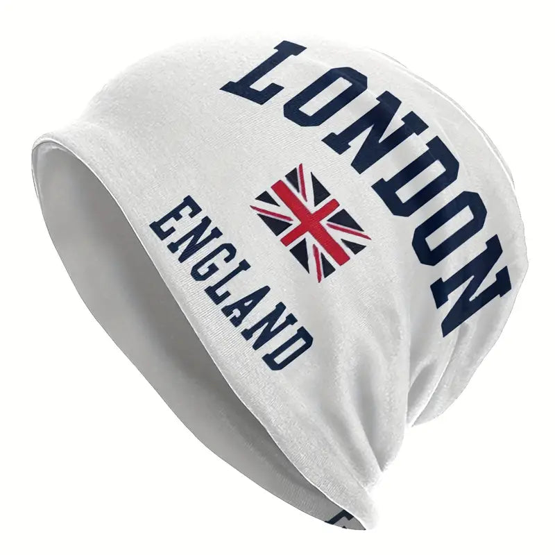 Beanie White London England Union Jack Flag