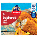 Birds Eye Battered Cod Fillets 4pk 400g