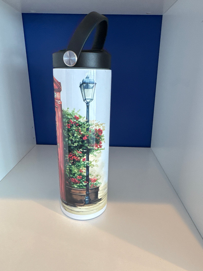 Tumbler 20 oz - Custom Made Telephone with 2 Lamp & Flowers with Swivel Handle & Straw