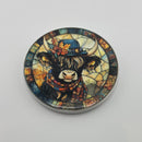 Coaster (Design 4)- Scottish Highland Cow Ceramic 3.5" round with cork backing x 1