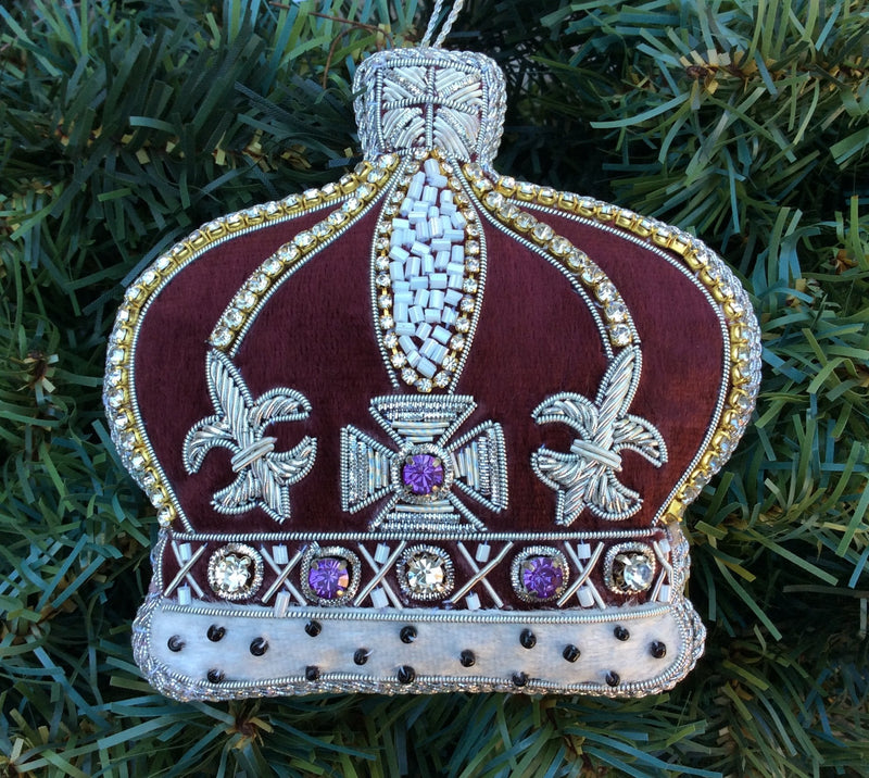 #48 Tinker Tailor Plum Crystal Crown Christmas Ornament