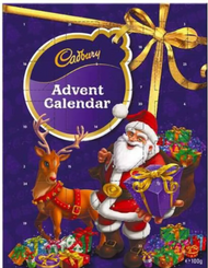 Cadbury Dark Milk Advent Calendar 170g. Each day of Advent, wide-eyed youngsters will open a door in the Cadbury Dark Milk chocolate advent calendar to find a bite-sized Cadbury chocolate candy inside.