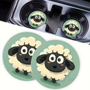 Car Coasters - Cute Sheep 2 Pcs Size 2.7" x 2.7"
