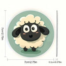 Car Coasters - Cute Sheep 2 Pcs Size 2.7" x 2.7"
