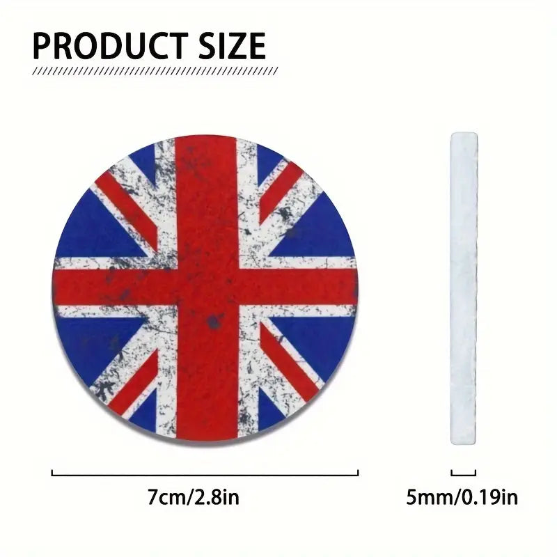 Car Coaster. Custom Made Union Jack Flag Foam Back, Set of 2  Sz -2.8"