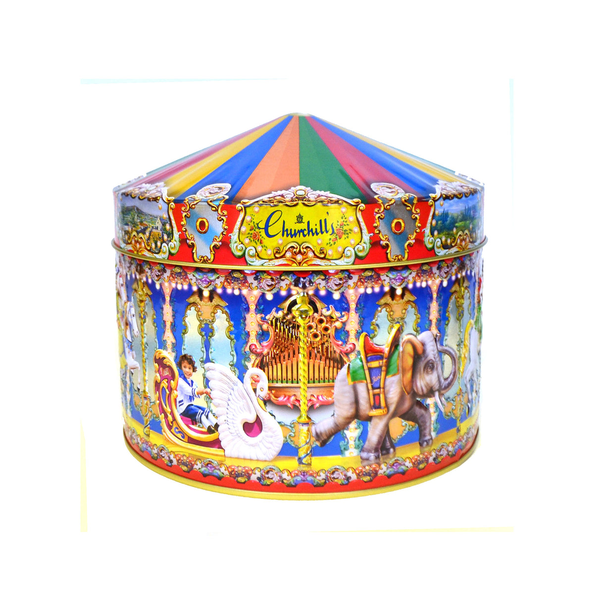 Churchills Vanilla Fudge in Metal Tin Carousel 300g