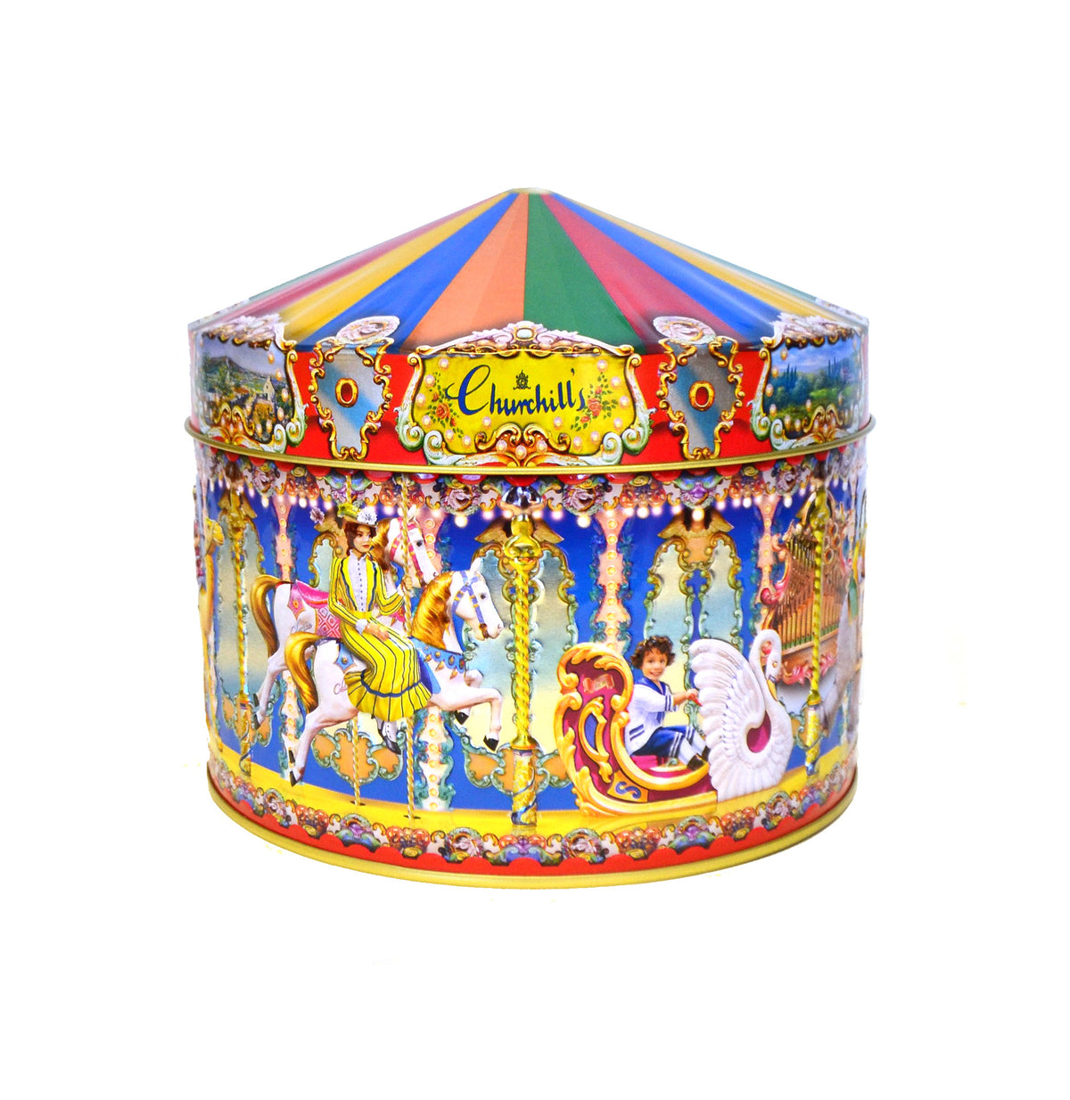 Churchills Vanilla Fudge in Metal Tin Carousel 300g