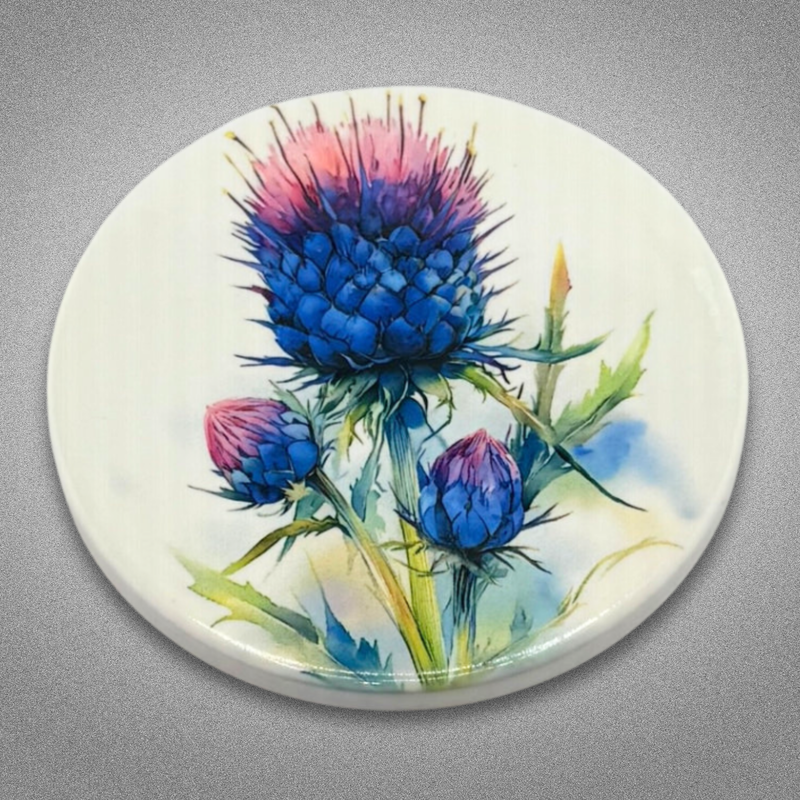 Coaster - Custom Made Thistles Blue & Pink