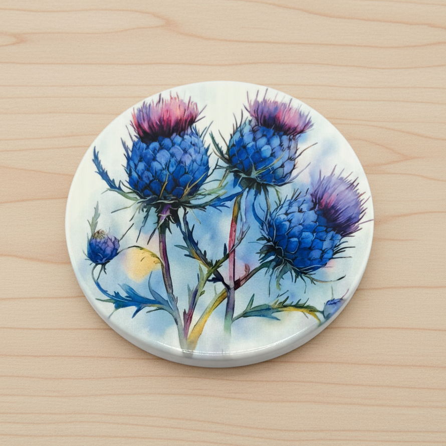 Coaster - Custom Made Three Thistles Blue & Pink (designs may vary)