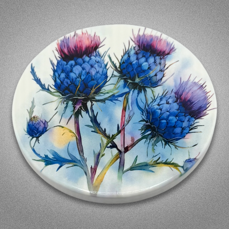 Coaster - Custom Made Three Thistles Blue & Pink
