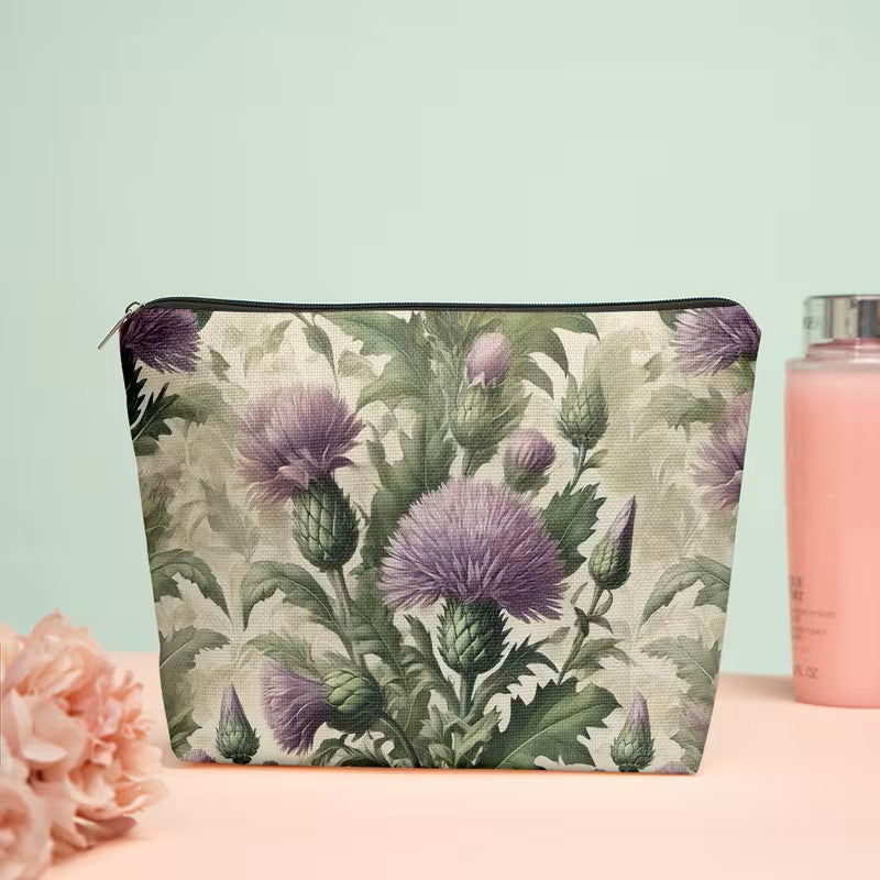 Cosmetic - Scottish Thistle Print Bag 9" x 6.9"