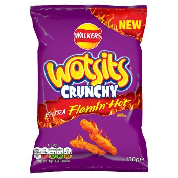 Walkers Wotsits Crunchy Extra Flamin' Hot Sharing Bag Crisps 130g