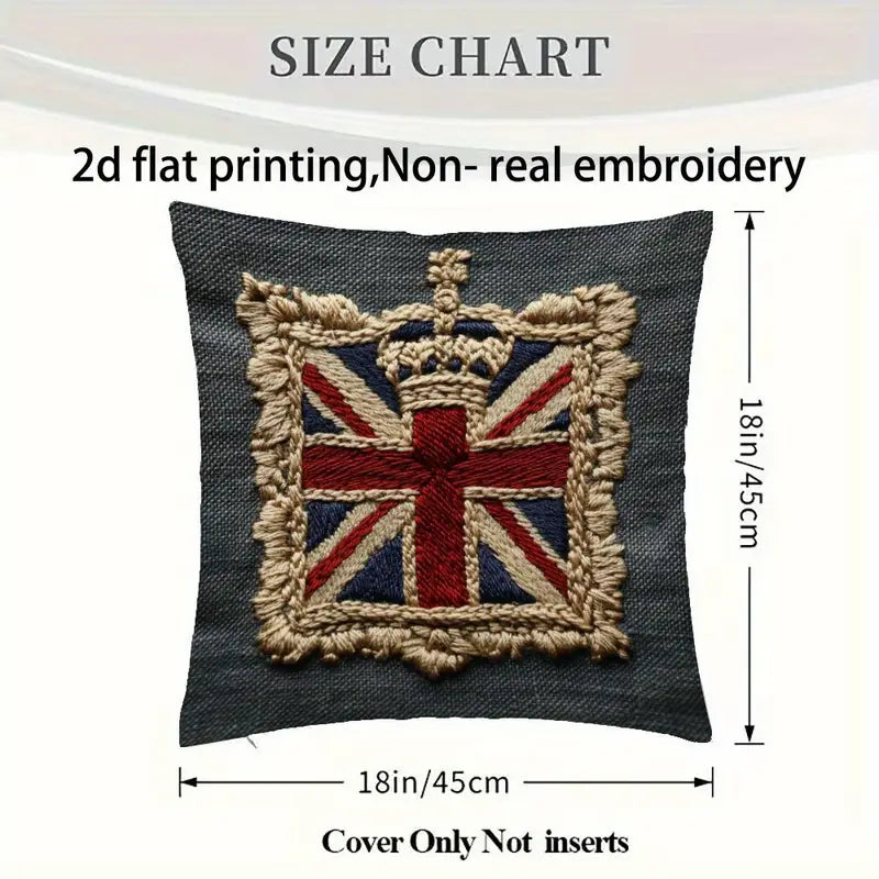 Cushion Cover - Union Jack & Windsor Insignia - One Sided Pattern - 18" x 18"  (Pillow Insert not included) (Copy)