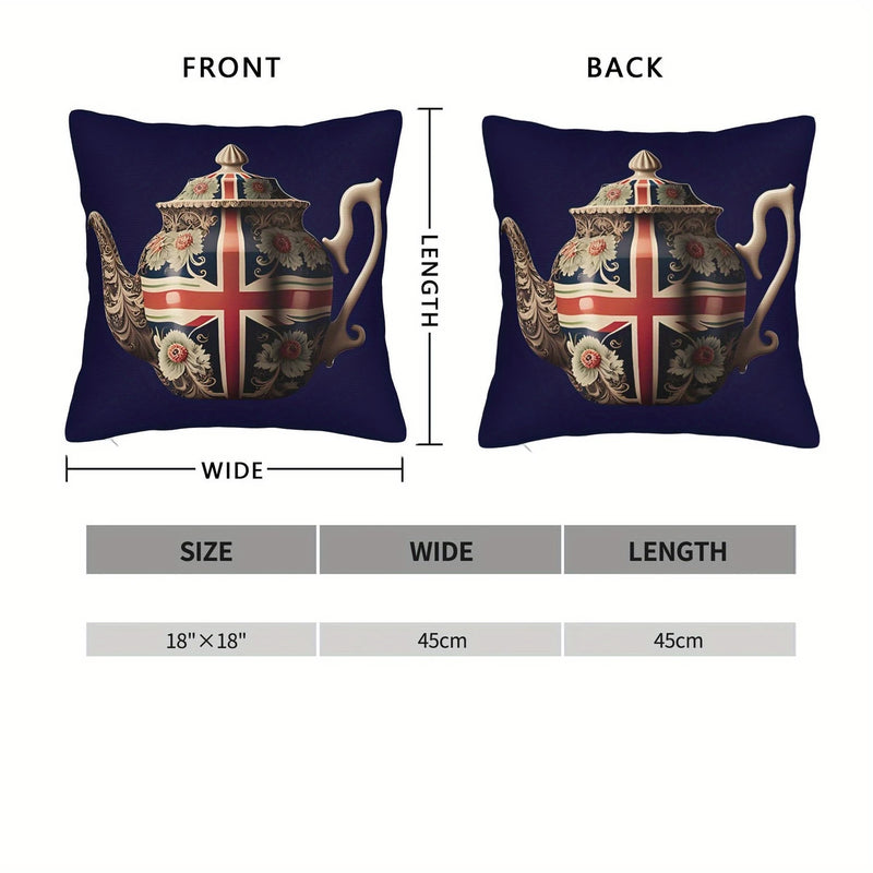 Cushion Cover - Union Jack Teapot (Pillow Insert not included) 18" x 18"