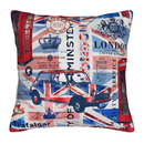 Cushion Cover Only  - Mini with Union Jack and London Collage of Designs - One Sided Pattern - 18" x 18"