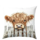 Cushion Cover - Cutie Highland Cow (Cover Only & Pattern on one side) Size 17.7" x 17.7"