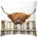 Cushion Cover - Highland Cow (Cover Only & Pattern on one side) Size 17.7" x 17.7"
