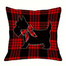 Cushion Cover - Large Scottie Dog on Tartan (one sided pattern) (Pillow Insert not included) 18" x 18"