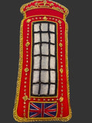 #53 Tinker Tailor Telephone Box with UK Flag Christmas Ornament.